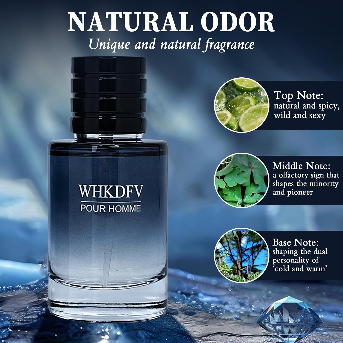 WHKDFV cologne men's perfume - citrus fresh and lasting spray perfume lemon pepper base note cedar 1.7ounce portablecologne for men