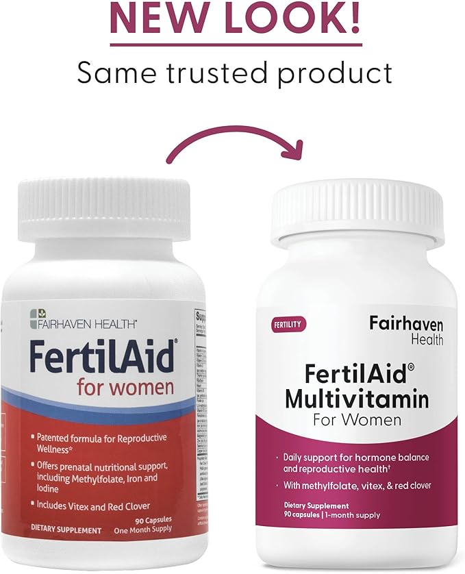Fairhaven Health FertilAid for Women | Prenatal Vitamin Fertility Supplements for Women | Conception for Her with Vitex and Folate | Support Cycle Regularity and Ovulation* | 180 Vegan Capsules