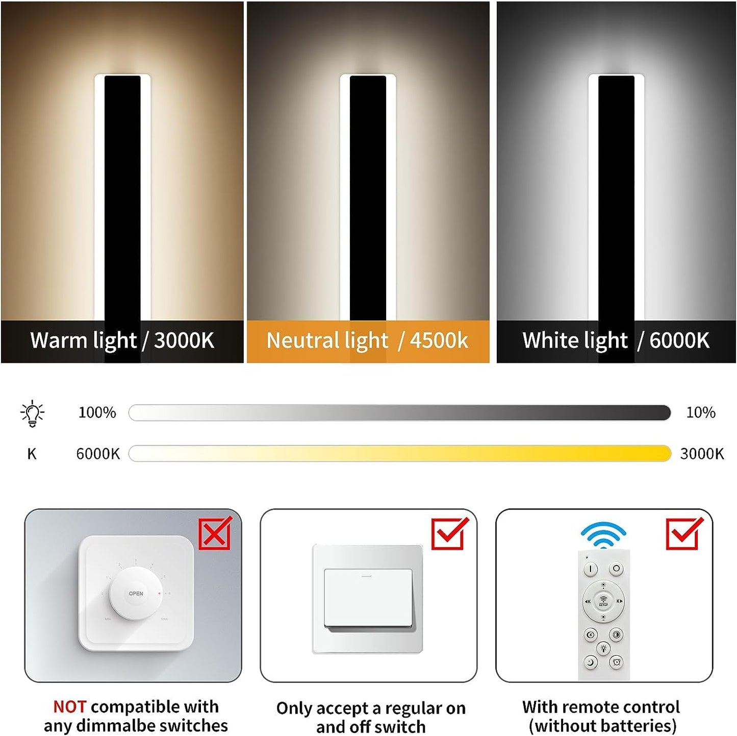 Mikeru 2Pack 31.4Inch Outdoor Wall Light Fixtures  10%-100% Dimmable Outdoor Wall Lights Exterior Front Porch Light 3000-6000K Wall Mounted Led Lighting For Basement  Shop Garage Lighting