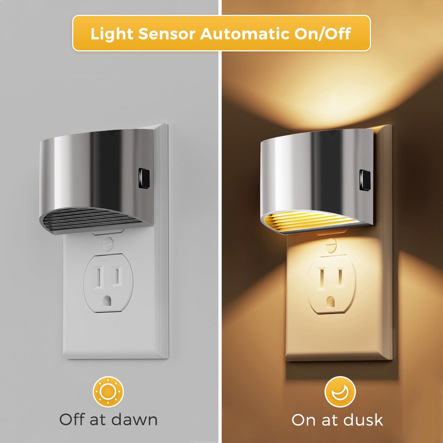 L Lohas Led Night Lights Plug Into Wall  Dimmable Night Light With 3 Level Brightness  3000K Soft White  2 Pack  Grey
