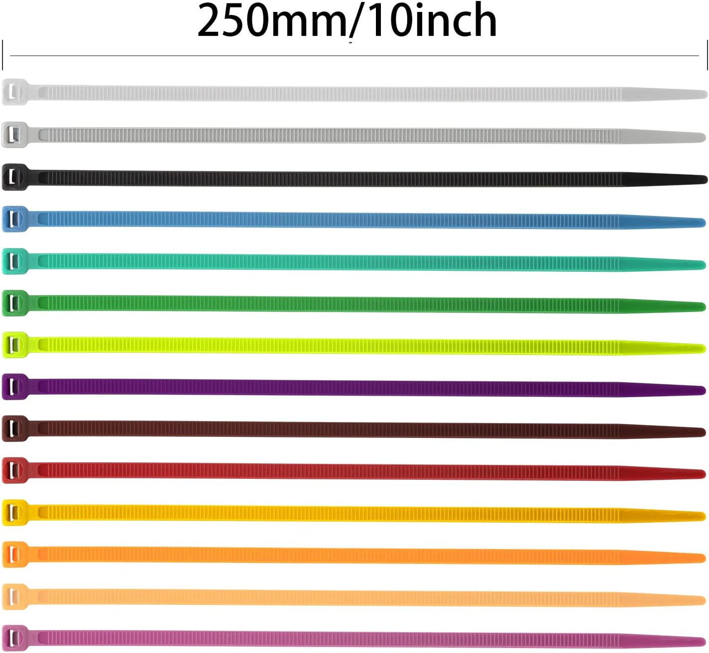 XINGO 100PCS Cable Zip Ties Heavy Duty, Premium Nylon Plastic Wire Ties with 50 Pounds Tensile Strength, Self-Locking Black Nylon Zip Ties for Indoor and Outdoor (10 inch, Yellow)