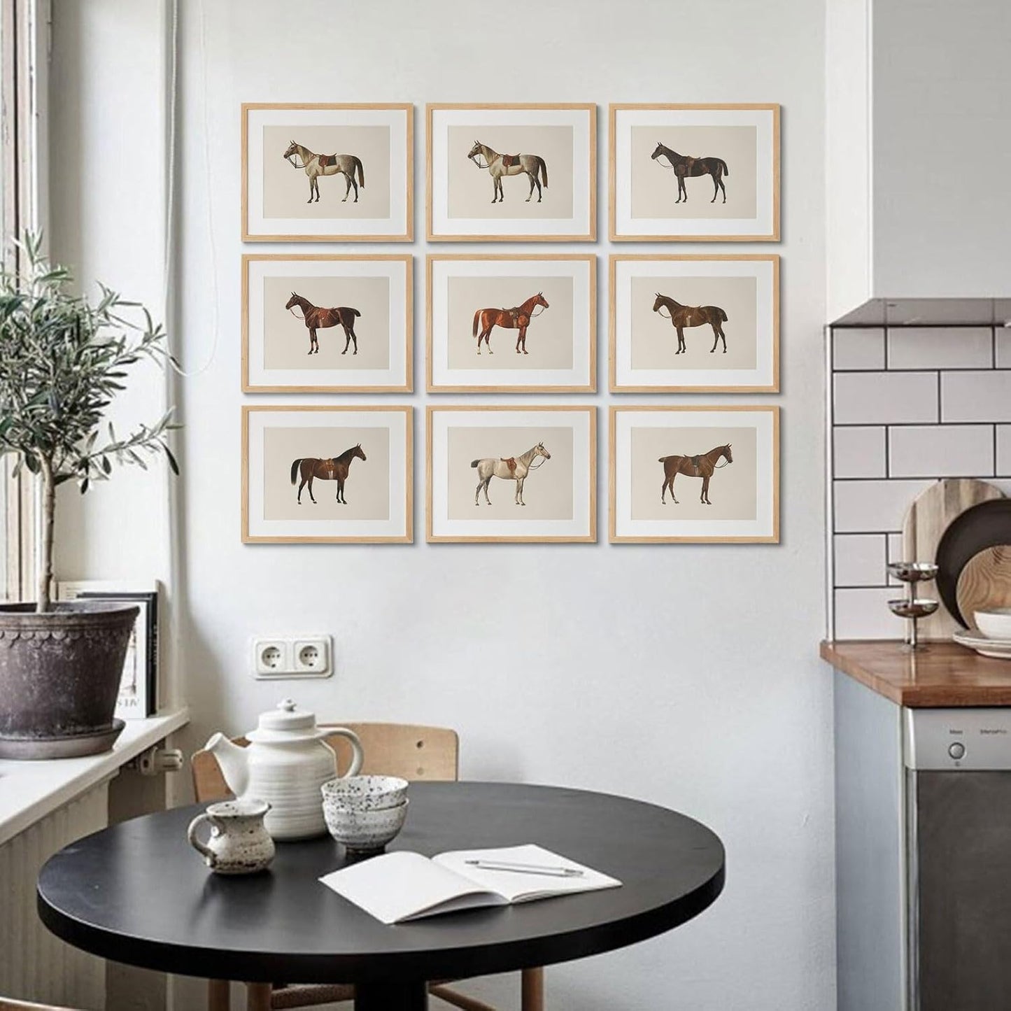 LOARTVE 9Pcs Vintage Horse Canvas Wall Art Posters,Farmhouse Horse Art Prints Rustic Gallery Wall Decor Pictures for Living Room Office Bedroom Decoration, Unframed