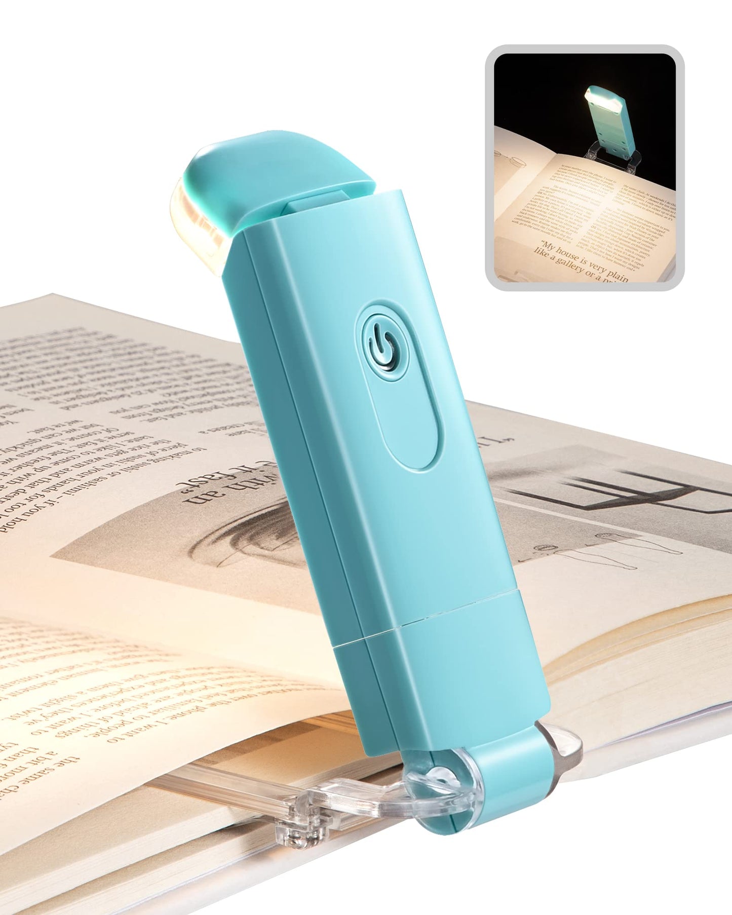 DEWENWILS USB Rechargeable Book Light, LED Clip Light, Brightness Adjustable, Warm White, Blue, Model CHBRL01B
