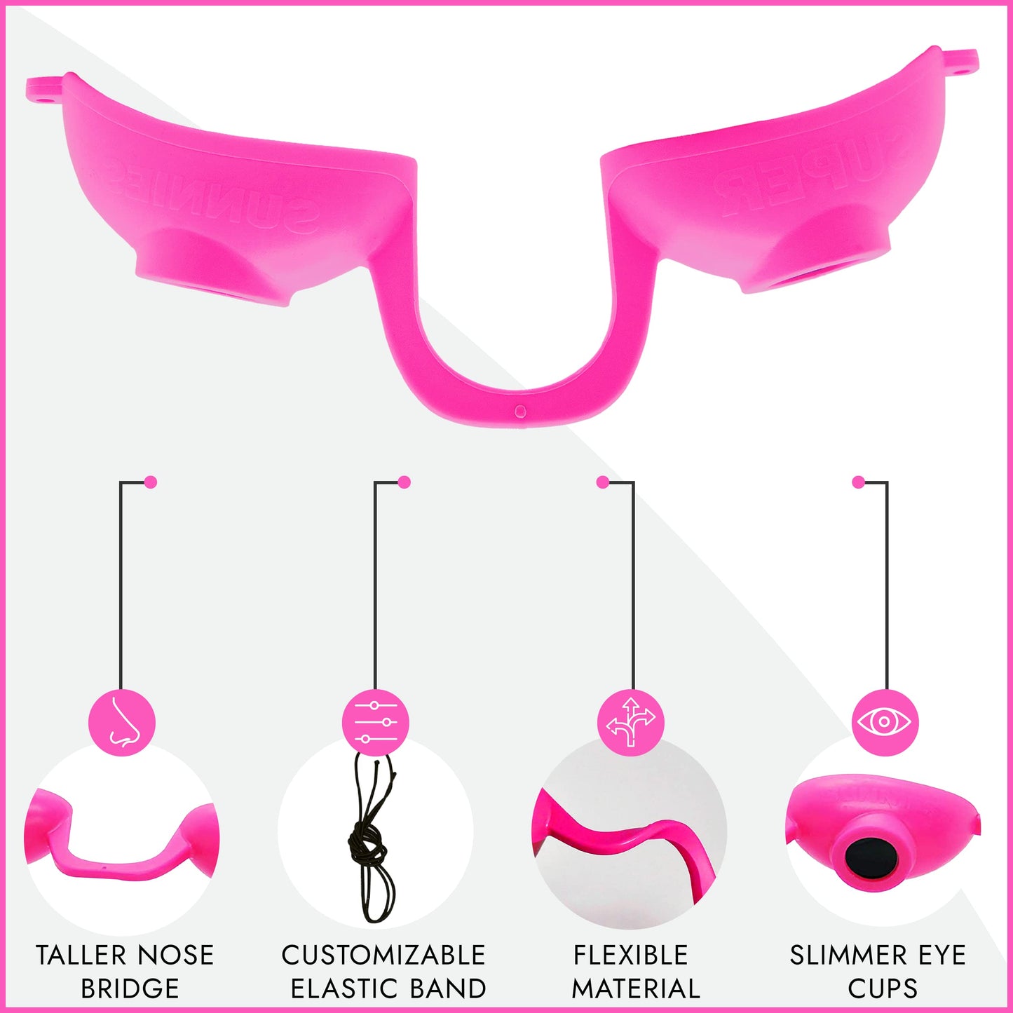 Super Sunnies EVO Flex UV Eye Protection, FDA Compliant, Tanning Bed Goggles, Red Light Theraphy Eyeshields with Case - Pink