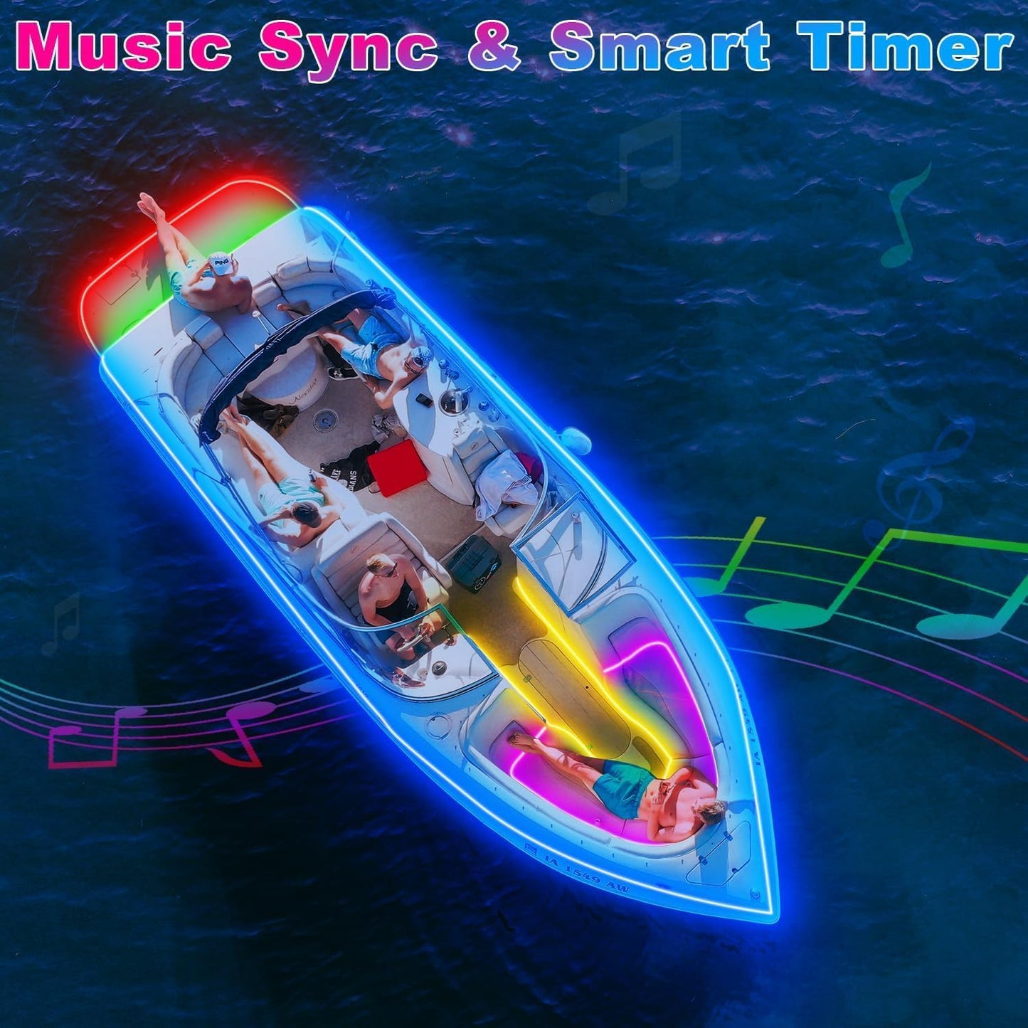 65.6 Ft Boat Lights Led Waterproof  Pontoon Boat Led Lights Strip  Marine Led Strip Light  Multicolor 12V Rgb Led Strips Outdoor Ip67  Night Fishing Lighting With App & Remote For Bass Jon  Rv  Kayak