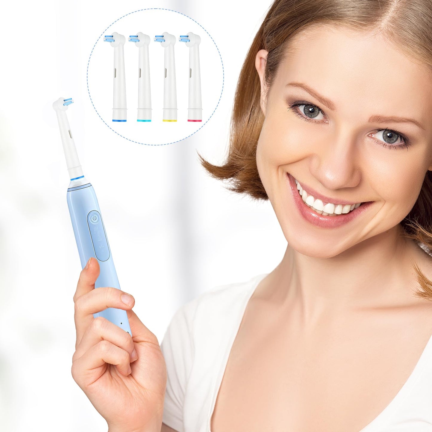 8Pcs Interspace Toothbrush Heads, Precision Clean Electric Toothbrush Head Replacement Brush Heads Compatible with Braun Oral B Electric Toothbrushes for Cleaning Crevices, Bridges and Implants