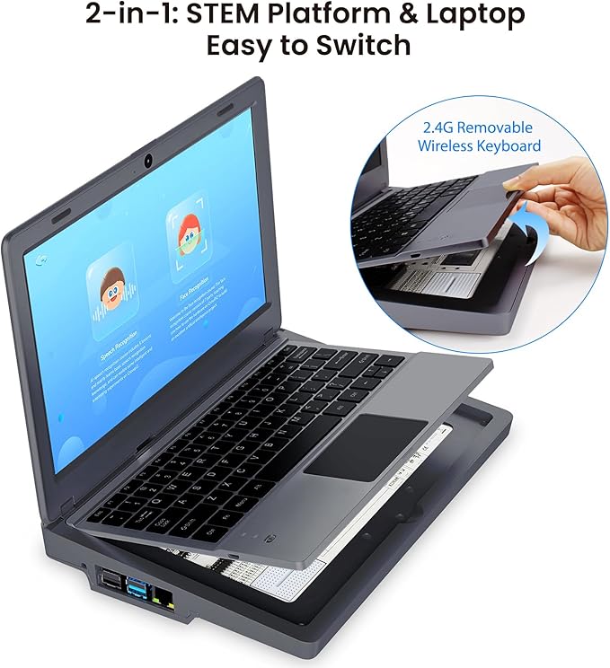 ELECROW CrowPi 2 All-in-one Kit Compatible for Raspberry Pi 4/5 Laptop, Without RPi 5 Board, Learning Programming Sensor Kit with 11.6 Inch IPS Screen for Professional Kids Adult (Basic Kit)