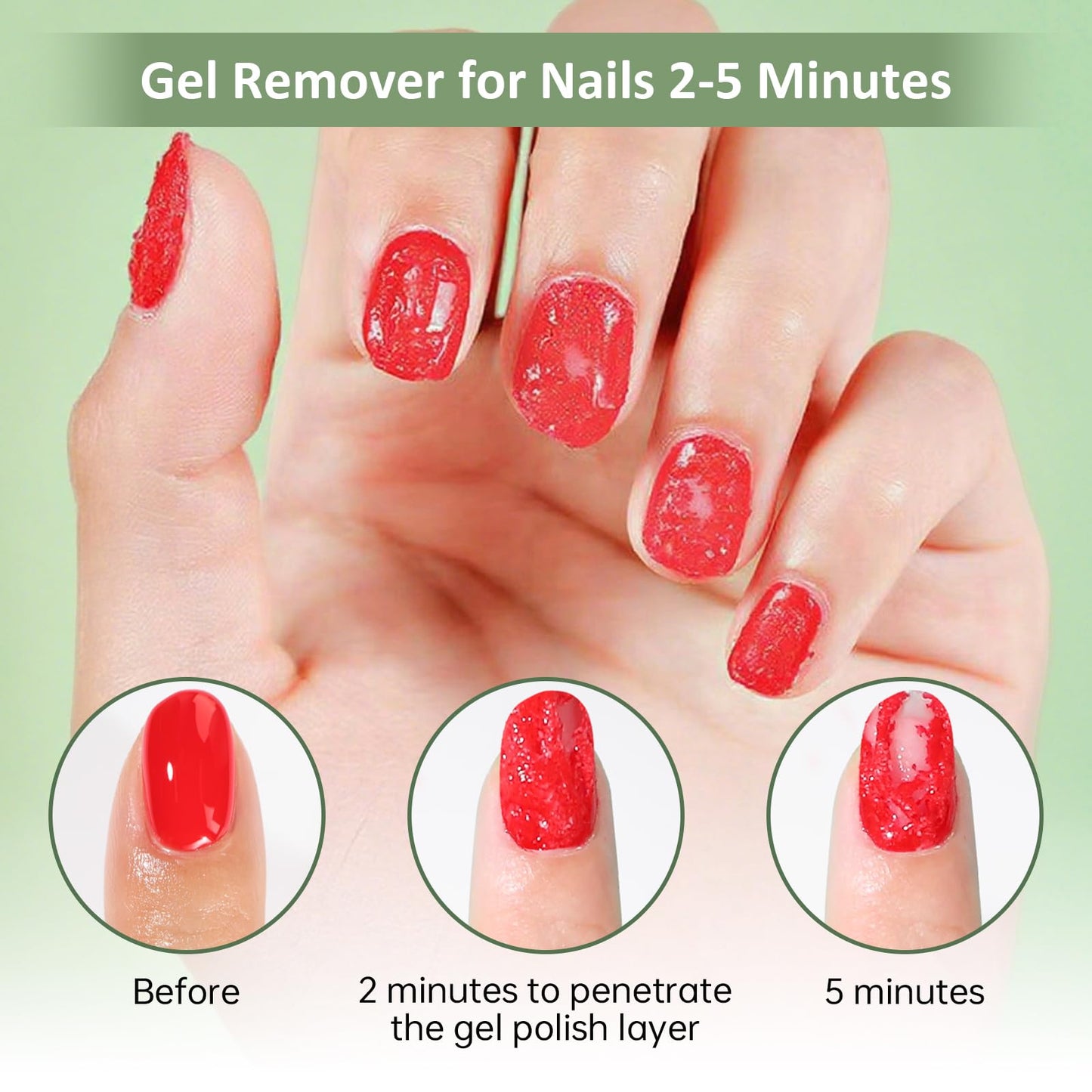 3PCS Gel Nail Polish Remover, 15ml Gel Remover for Nails Within 3-5 Minutes Quickly and Easily Soak off Polish Remover