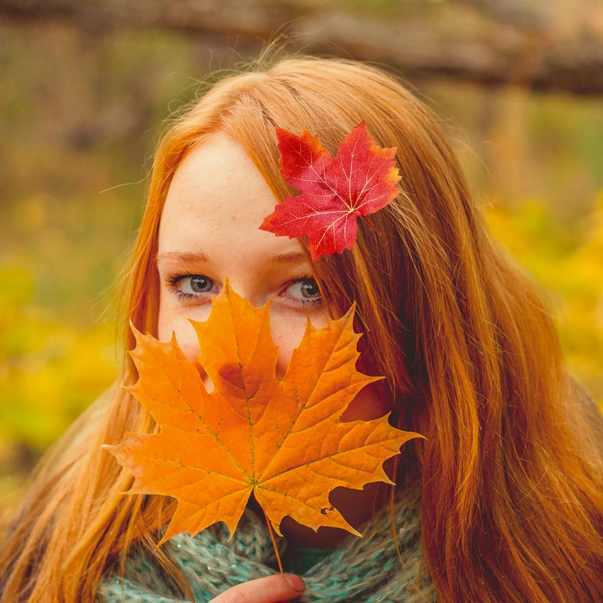 14 Pcs Maple leaf Hair Clip Thanksgiving Hairpin Orange Maple-shaped or Women Fall Festival Party Hair Accessories Decoration