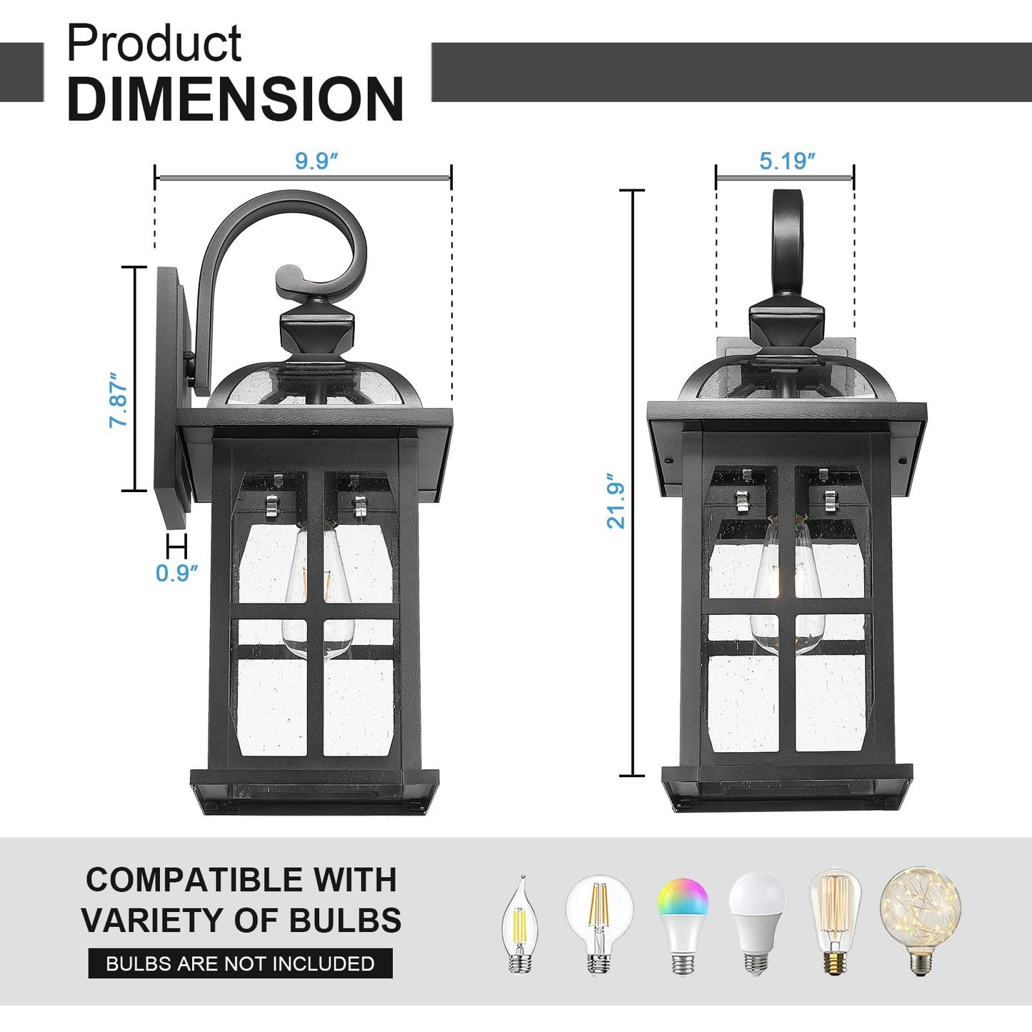 Darkaway Large Outdoor Wall Lights  22Inch Exterior Light Fixture With Seeded Glass  Aluminum Anti-Rust Outside Exterior Lights Sconces Lighting For House Porch Yard Hallway Doorway Garage