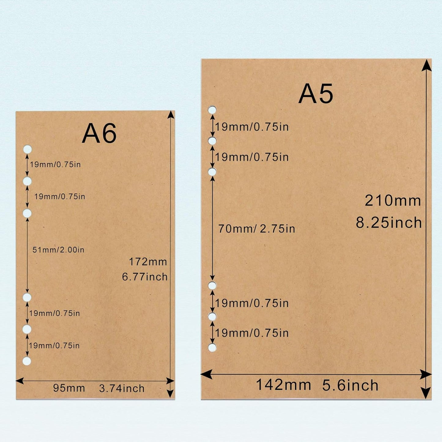 A5 Refill Paper, [3 Pack] Toplive 100GSM Thick Refillable 6 Hole Filler Inserts - 135 Sheets (270 Pages) for 6 Ring Binder Journal Notebook, Kraft