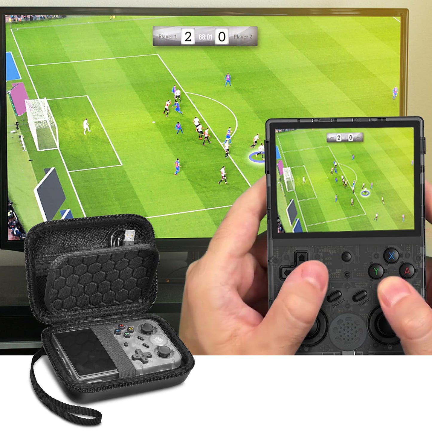 PAIYULE Travel Case Compatible with RG353V/ RG353VS/ R36S/ Game Boy Retro Handheld Game Console, Handheld Emulator Storage Holder Organizer, Android Game Console Carrying Bag (Box Only)