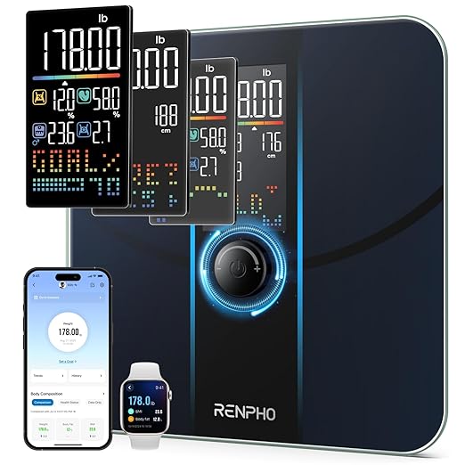 RENPHO Smart Scale for Body Weight, Body Fat Scale for BMI, Body Fat, Muscle Mass, High Accurate Bathroom Scale with Large...