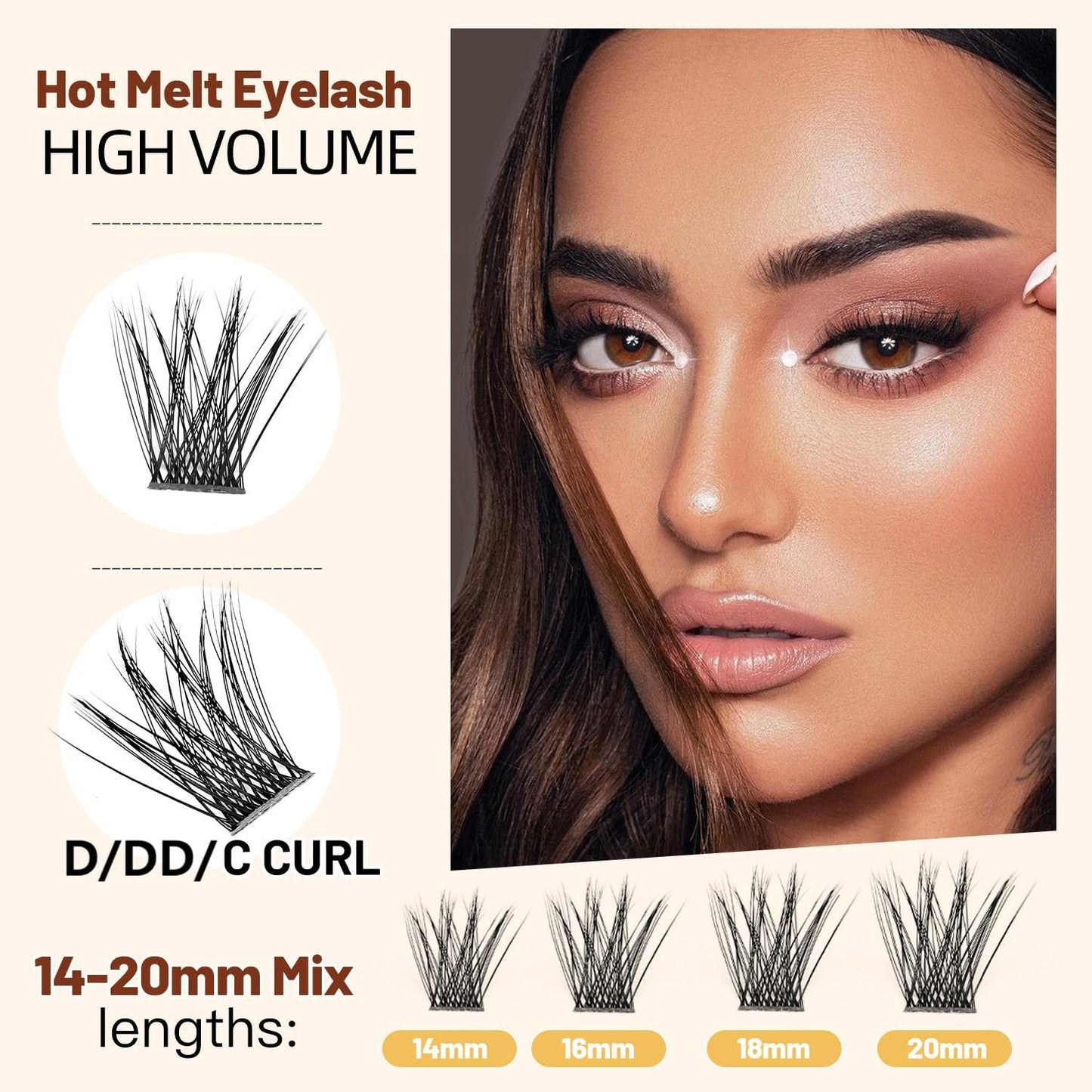 ?VAYATOR Lashes Mixed Kit/False Lashes Lash Bond & Seal Kit Multiple styles To Choose 8-20mm Mix D Curl/DD Curl Makeup Cluster G