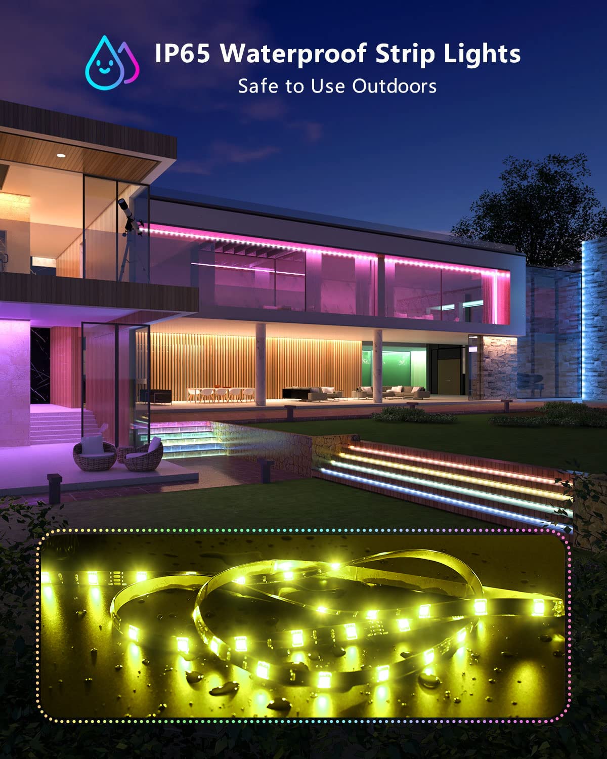Miheal Wifi Led Light Strip Kit, 32.8Ft 300 Leds, Waterproof Ip65, Compatible With Android/Ios, Model Zj-Bwcg-Rgb-R24B1