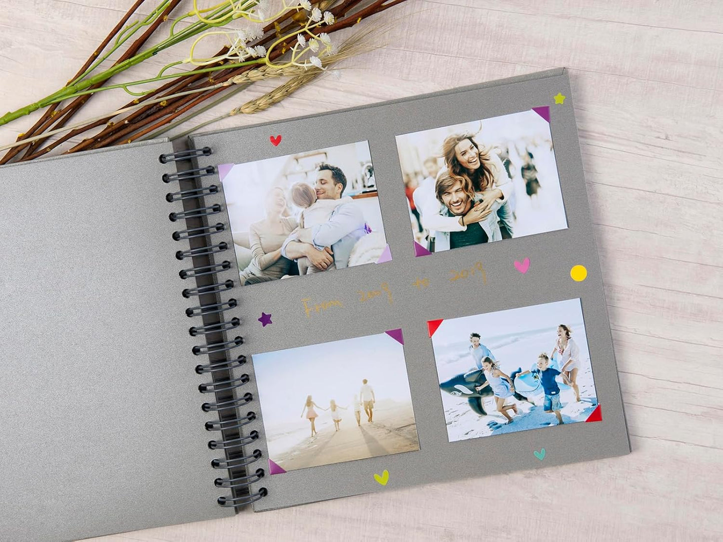 potricher 10 x 10 Inch DIY Scrapbook Photo Album 80 Pages Thick Kraft Blank Gray Paper Memory Book for Wedding and Anniversary Family (Gray, 10 Inch)