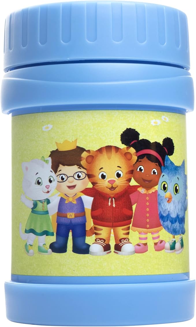 Daniel Tiger's Neighborhood Stainless Steel 13 oz Food Jar for Kids, Blue -Double Wall Insulated, Leak-Proof thermos Jar Keeps Liquids & Food Hot or Cold for Hours-Fits Inside All Lunch Boxes & Bags