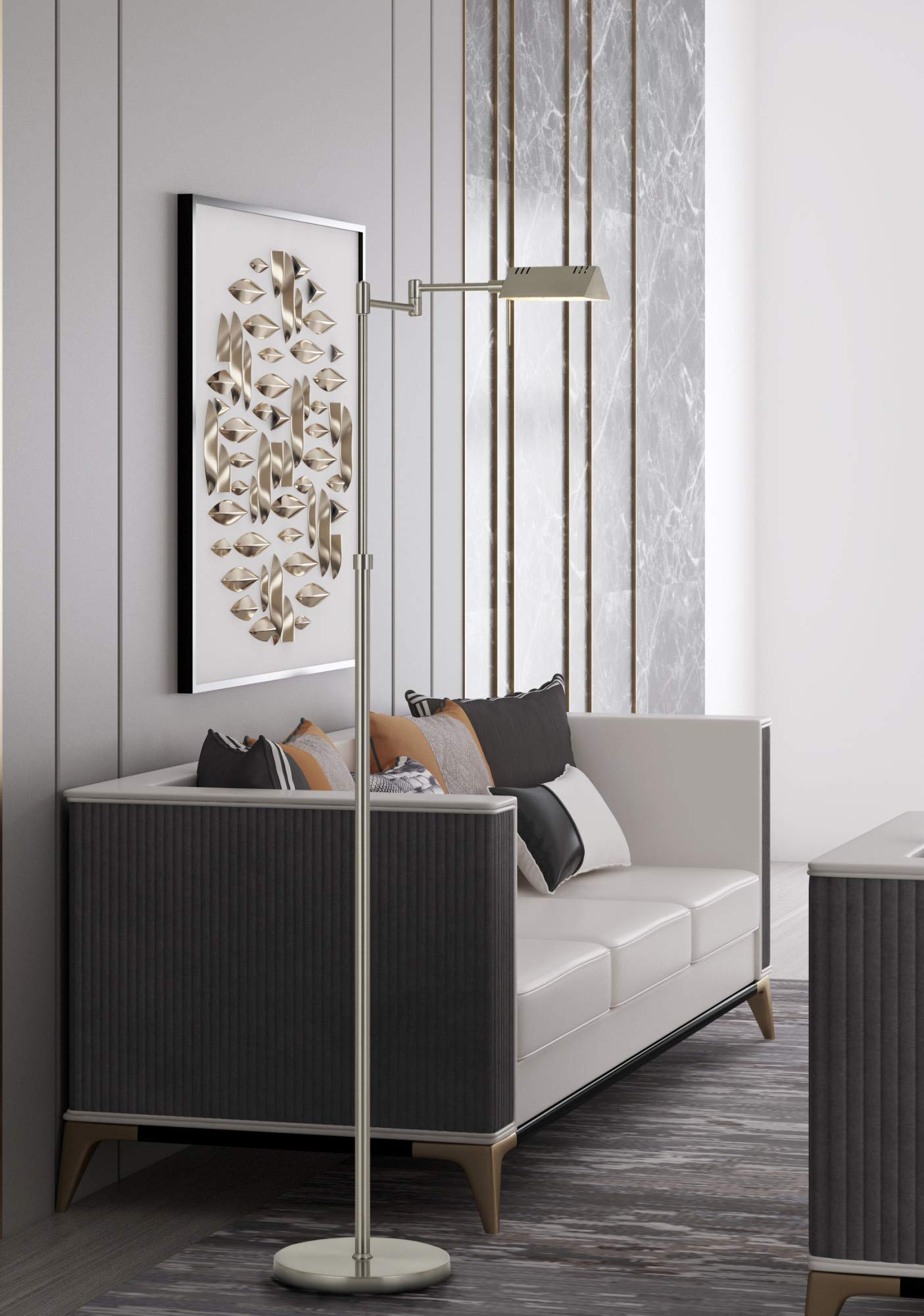 Cal Clemson Metal LED Floor Lamp, 10W, 780 Lumen, Adjustable Swing Arm, Dark Bronze, 10 x 21.25 x 61 inches, Model BO-2844FL
