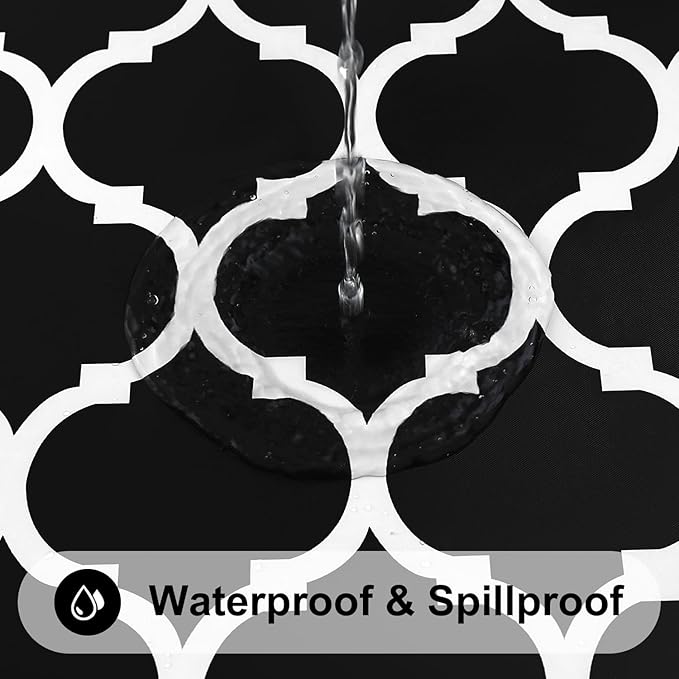 Smiry Rectangle Picnic Table Cover, Waterproof Elastic Fitted Camping Tablecloths for 4 Foot Tables, Wipeable Flannel Backed Vinyl Tablecloth Protector for Indoor, Outdoor (Black, 30x48 Inches)
