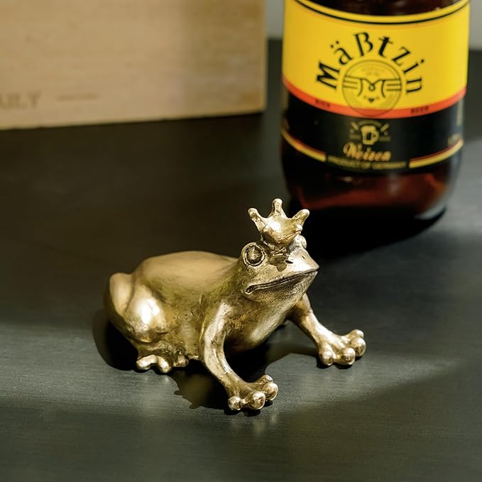Vintage Frog Beer Bottle Opener Functional Bottle Opening Father's Day Christmas Birthday Gift for Men Husband Father Beer Lovers Funny Metal Decor for Homes Kitchen Man Cave, Gold