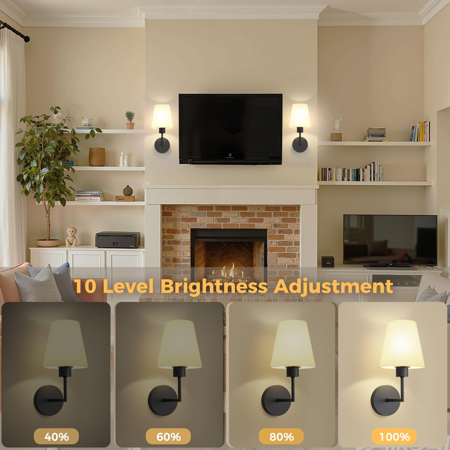 Doresshop Battery Operated Wall Sconce Set Of 2  Wall Light Wireless Easy To Install  Dimmable And Adjustable Sconces Wall Decor  Rechargeable Wall Lamp For Bedroom  Living Room  Black 13.8In