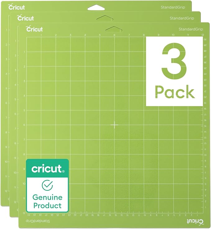 Cricut StandardGrip Machine Mats 12in x 12in, Reusable Cutting Mats for Crafts with Protective Film, Use with Cardstock, I...
