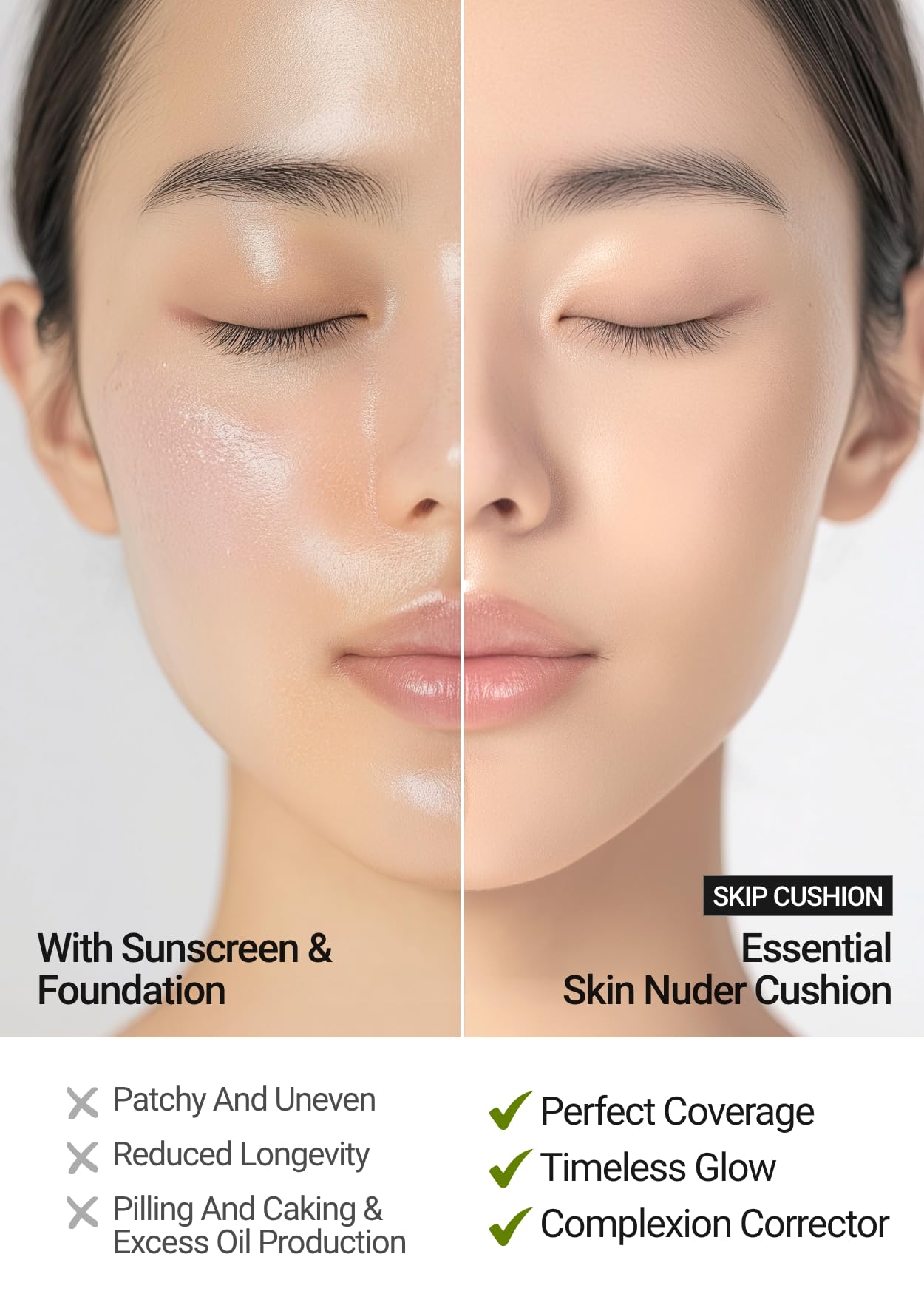 [JUNGSAEMMOOL OFFICIAL] Essential Skin Nuder Cushion (02 Fair Light) | Refill Included | Natural Finish | SPF50 Broad Spectrum |