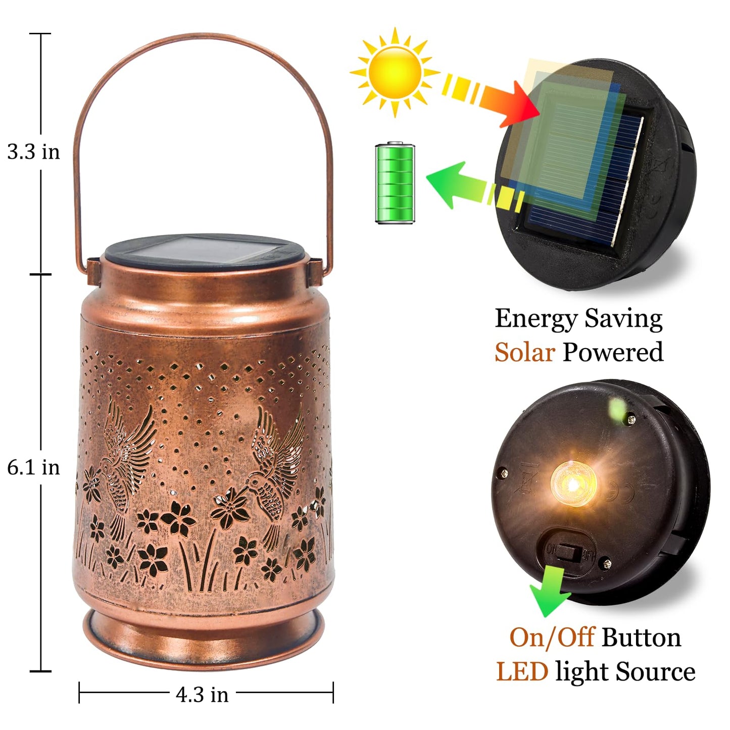 Azeeboi Hummingbird Solar Lanterns Outdoor Light Waterproof Garden Decor Gifts For Women Mom Grandma Hanging Solar Lights  Yk-24081H