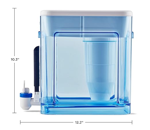 Culligan ZeroWater 22-Cup Ready-Read 5-Stage Water Filter Dispenser with 5-Stage 0 TDS Water Filter – IAPMO Certified to Reduce Lead, Chromium, and PFOA/PFOS