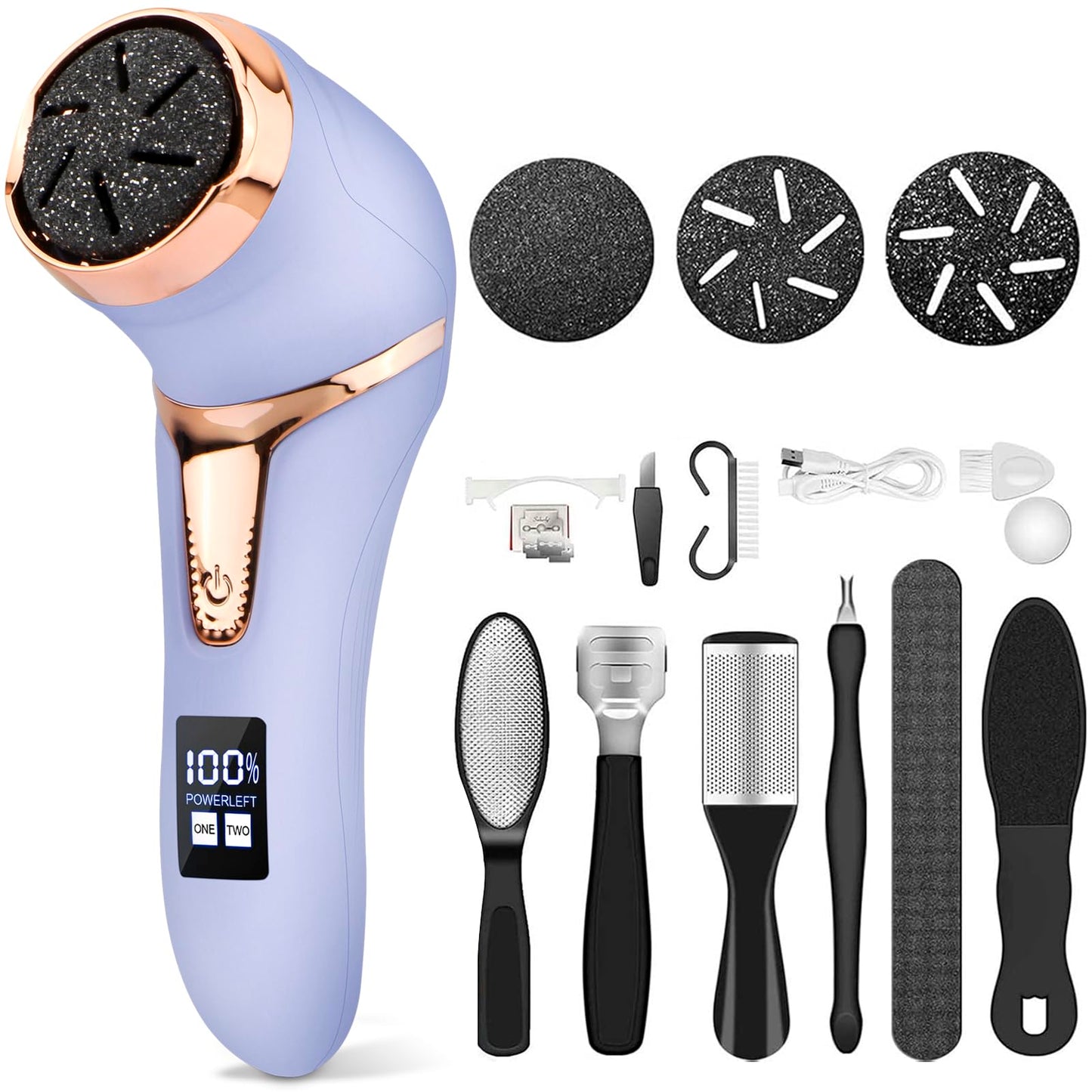 Callus Remover for Feet (with Dander Vacuum), Portable Pedicure Kit Foot File Callus Remover, Rechargeable Waterproof Foot File