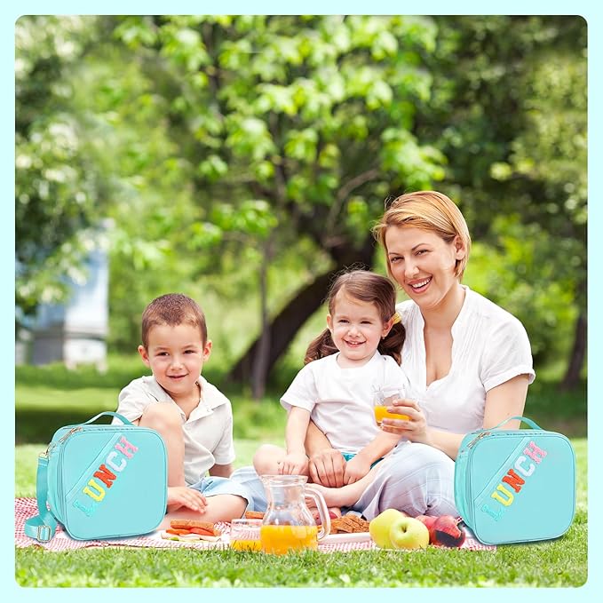 Lunch Bag Kids,Insulated Lunch Bag With Adjustable Shoulder Strap,Reusable Lunch Bag for Kids, Girls,Boys, lunch Bag Women,Preppy Lunch Box for School,Travel, Picnic (blue)