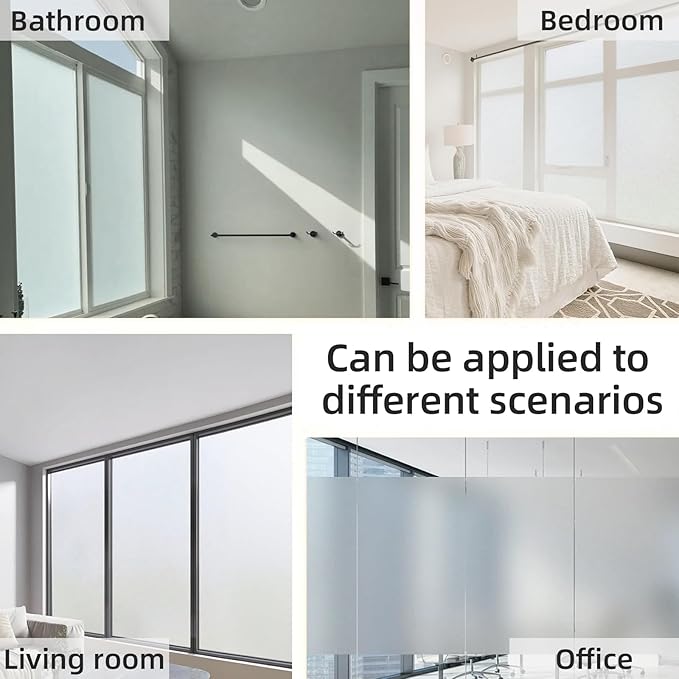Frosted Glass Window Privacy Film Decorative, Bathroom Window Privacy Film for Glass Windows Cover, Static Cling, Removable, Reusable, Anti-UV, Heat Blocking, with Tools 29x78inch