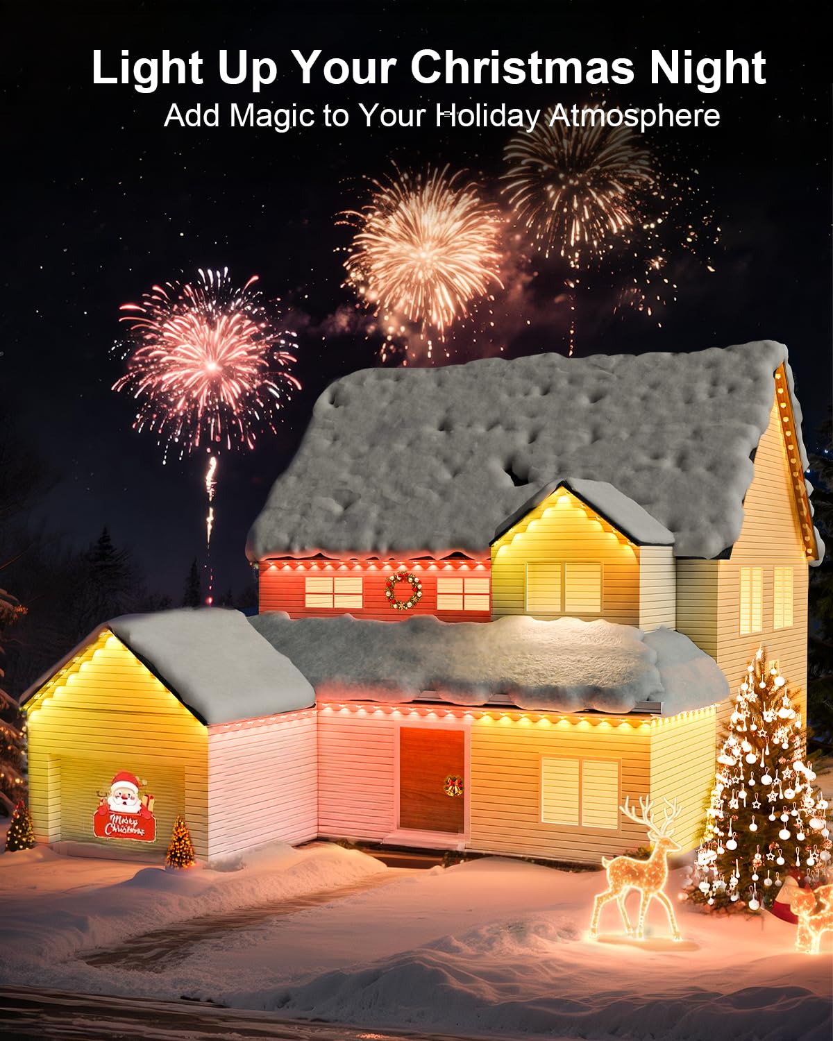 Tropwellhouse Permanent Outdoor Lights For House  100Ft Rgb Smart Led Eave Lights With App & Remote Control  Ip67 Waterproof For Outdoor Decorations Including Halloween  Christmas  And Daily Lighting