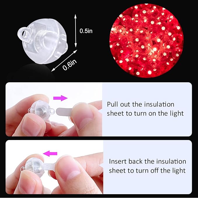 ZGWJ 200PCs Mini Led Lights,Led Balloons for Party Decorations Neon Party Paper Lantern Easter Eggs Birthday Party Wedding Halloween Christmas Decoration