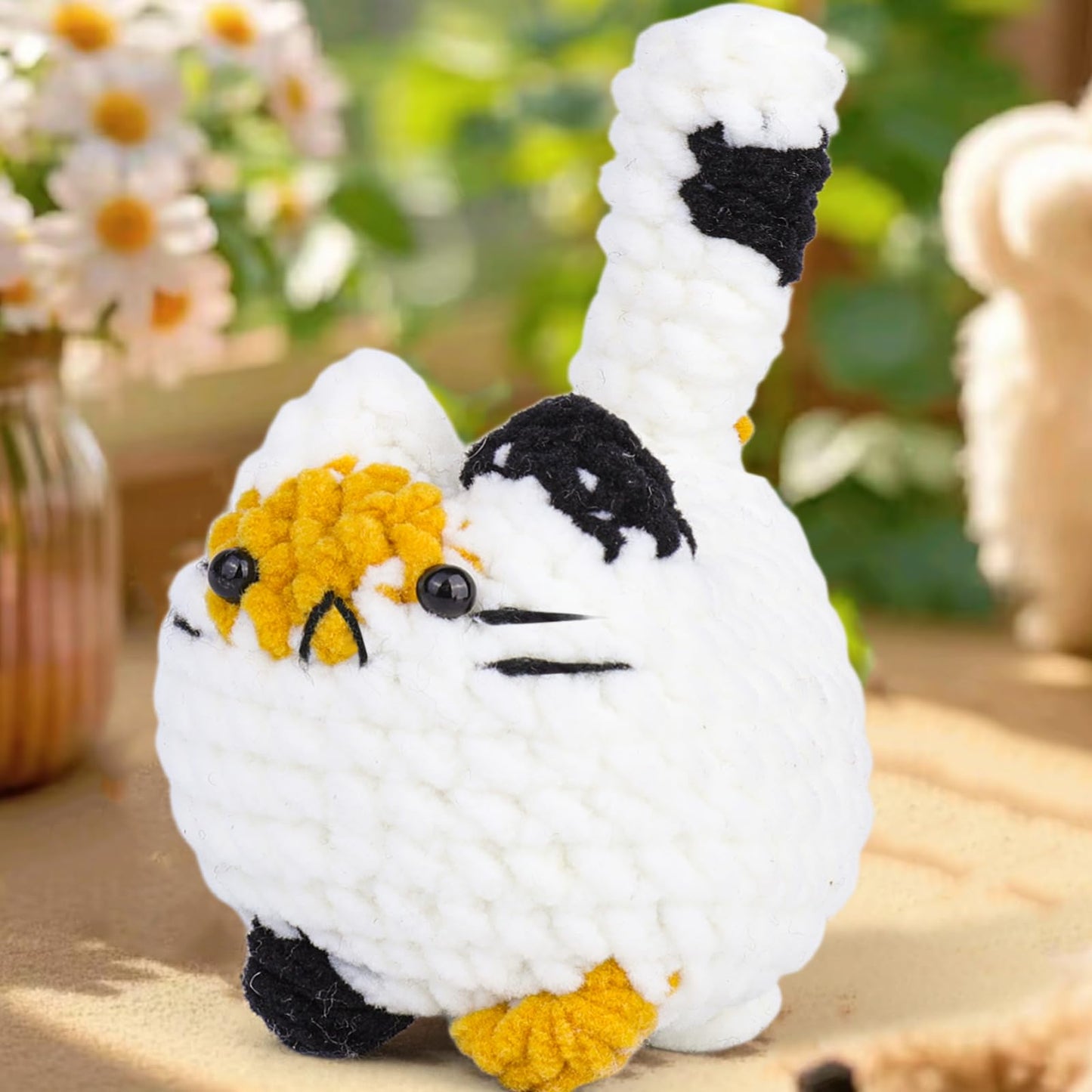 Rimvoe Cute Crochet Cat Keychain, Gift for Cat Lovers, Handmade Stuffed Keychain Charm for Backpack Handbag Bag Purse (Calico)