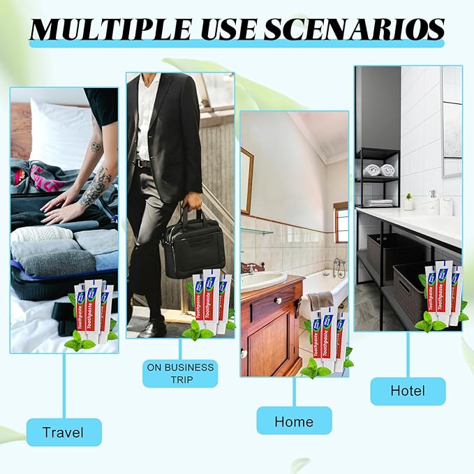 50 Tubes Extra Small Travel Size Toothpast Bulk,Mini 0.176 oz/5 Grams Small Disposable Toothpaste Mint Single Use Mini Bulk Toothpaste Travel Size for Hotel,Camping,Homeless,Charity,Guests