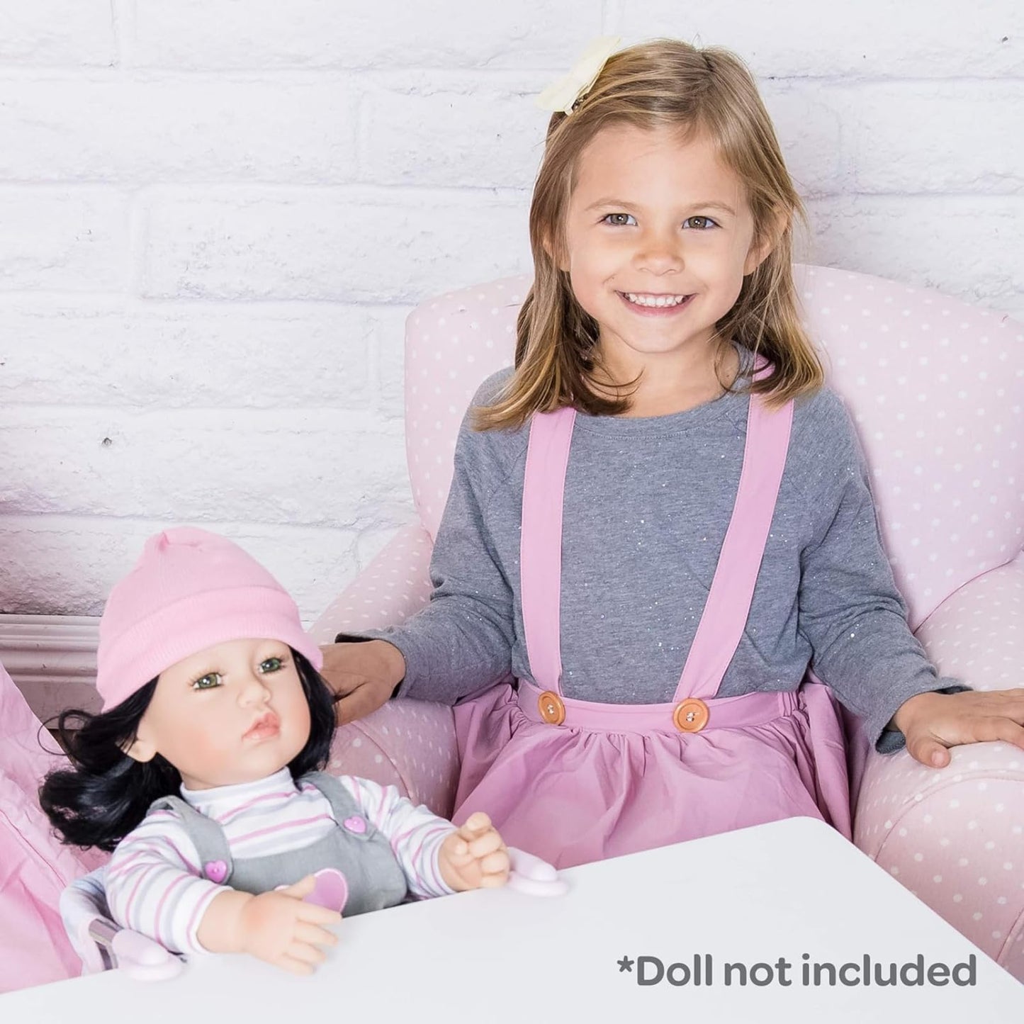 Adora Classic Pastel Pink Feeding Seat, Easy to Clean, Fun Design, Realistic Doll Accessory, Fits Most Dining Tables, Gift for Kids Ages 2 and Up