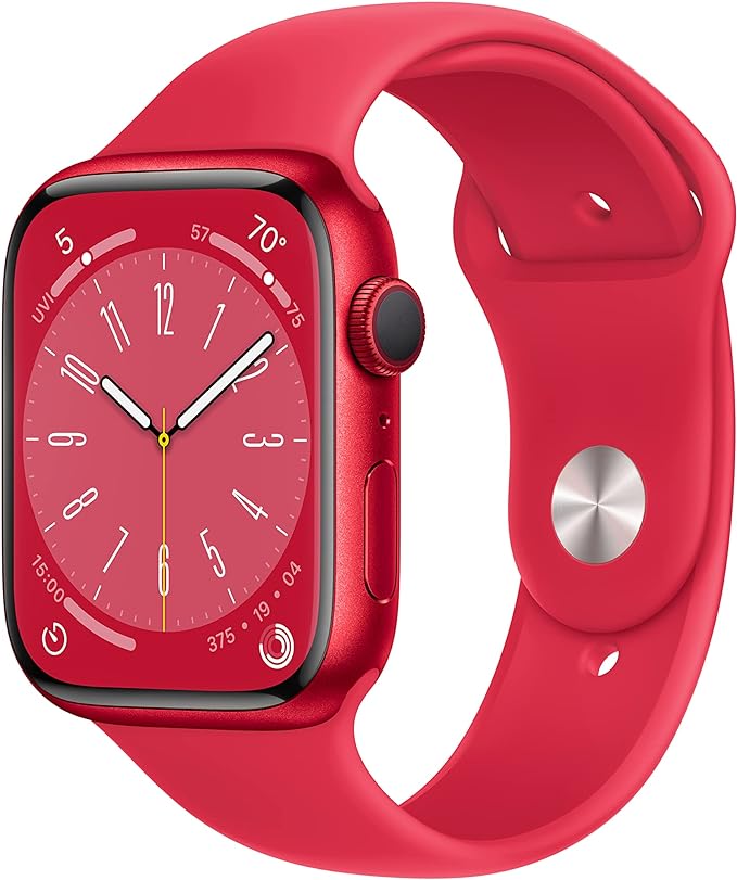 Apple Watch Series 8 [GPS, 45mm] - Red Aluminum Case with Red Sport Band, M/L (Renewed)