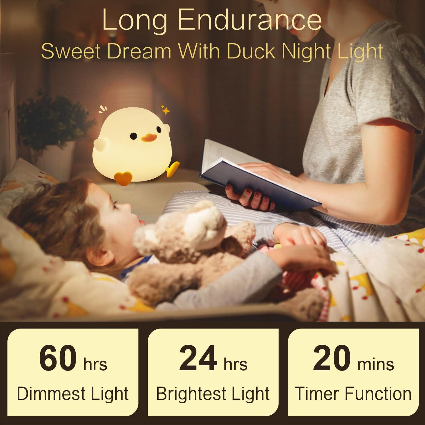 Yr Yrhh-Pet Cute Duck Night Light  Dodo Duck Lamp  Bean Shape  Led Squishy Novelty Ducky Light  Food Grade Silicone Dimmable Nightlight  Light Up Duck Gifts  Baby Kids Nursery Room College Dorm D?Cor
