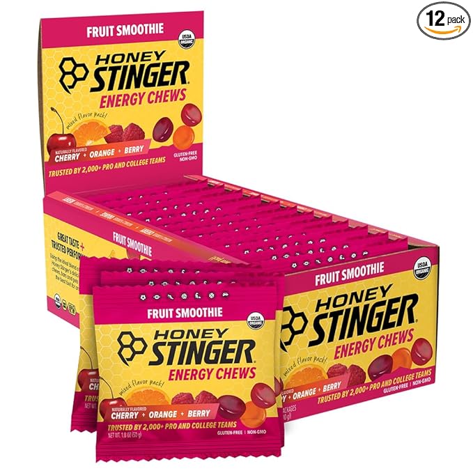 Honey Stinger Organic Fruit Smoothie Energy Chew, Gluten Free & Caffeine Free, for Exercise, Running and Performance, Spor...