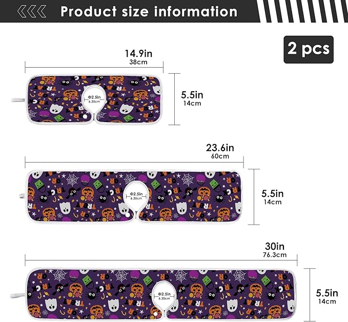 Happy Halloween Purple Faucet Sink Mat for Kitchen 2 Pack Spooky Ghost Pumpkin Bat Witch Bathroom Drying Mat Absorbent Splash Water Catcher Mats Microfiber Cloth Drip Protector Splash Pad 23x5 Inches