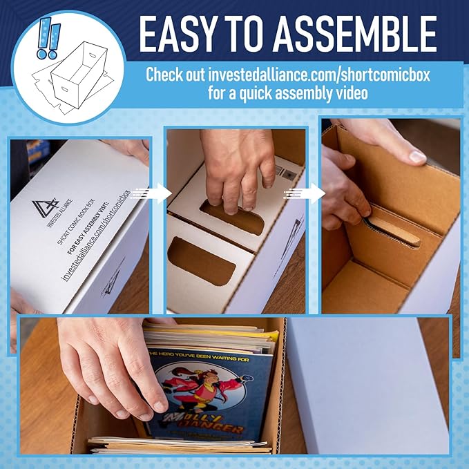 Premium Short Comic Book Storage Box (10 Pack - White). Thick Cardboard Comic Book Box/Cabinet. Comics Books Bin for 150-175 Collectibles. Comics Boxes Storage Case/Cabinet to Showcase Collectibles.