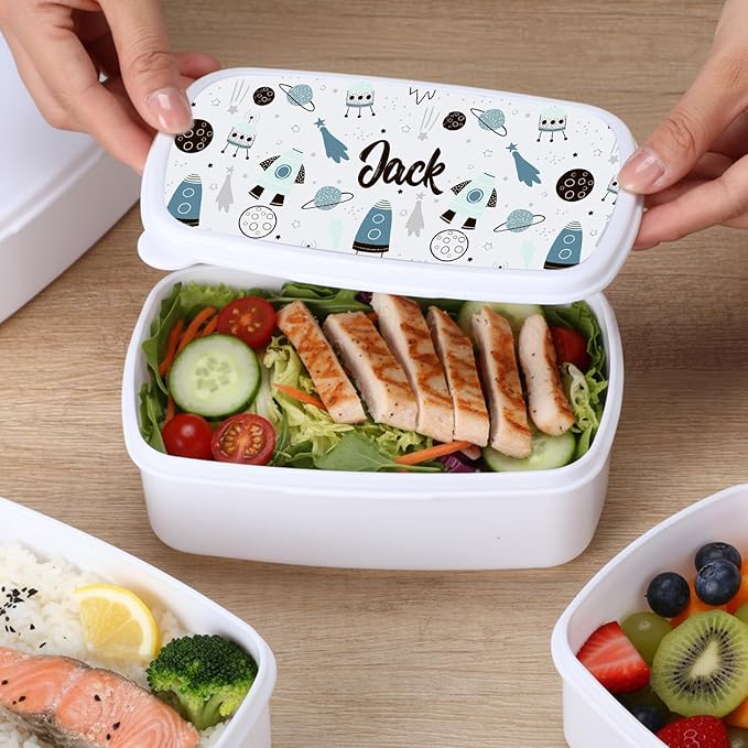 6 Pcs Sublimation Bento Lunch Boxes 7.3 x 4.7x 2.4 Inches Leakproof Plastic Snack Boxes Reusable Lunch Container for Work, Travel, and Camping