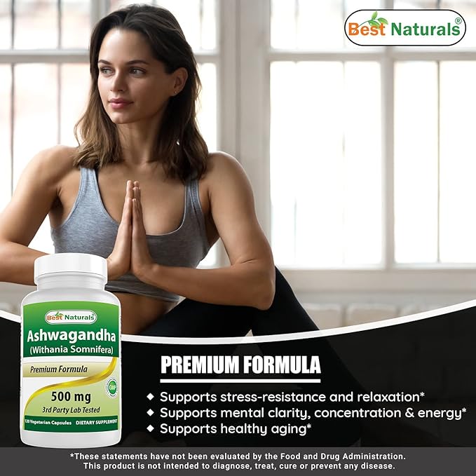 Best Naturals MK-7 Vitamin K2 100 mcg & Ashwagandha Extract 500 Mg