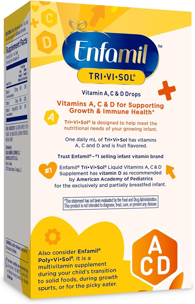 Enfamil Tri-Vi-Sol Infant Multivitamin Drops, Supports Growth & Immune Health for Babies, 50mL Bottle