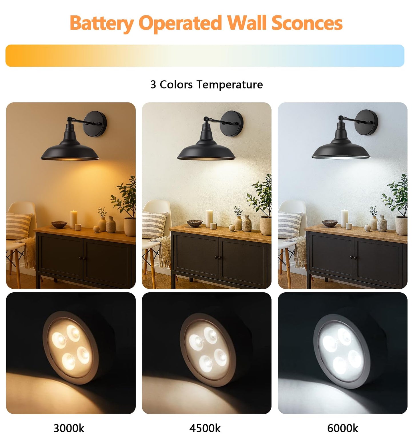 Lzwelcy Wall Sconces Set of 2, Battery Operated, Remote Control, Metal, Black, Model 9008, Indoor Lighting for Bedroom and Hallway