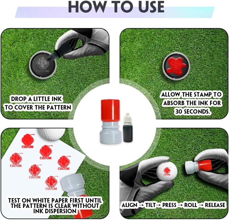 HDSD Custom Golf Ball Markers - Personalized Long Lasting, Includes Ink Bottle - 0.6in, 0.8in - Stand Out on The Course with Unique Markings - Golf Accessories Gift