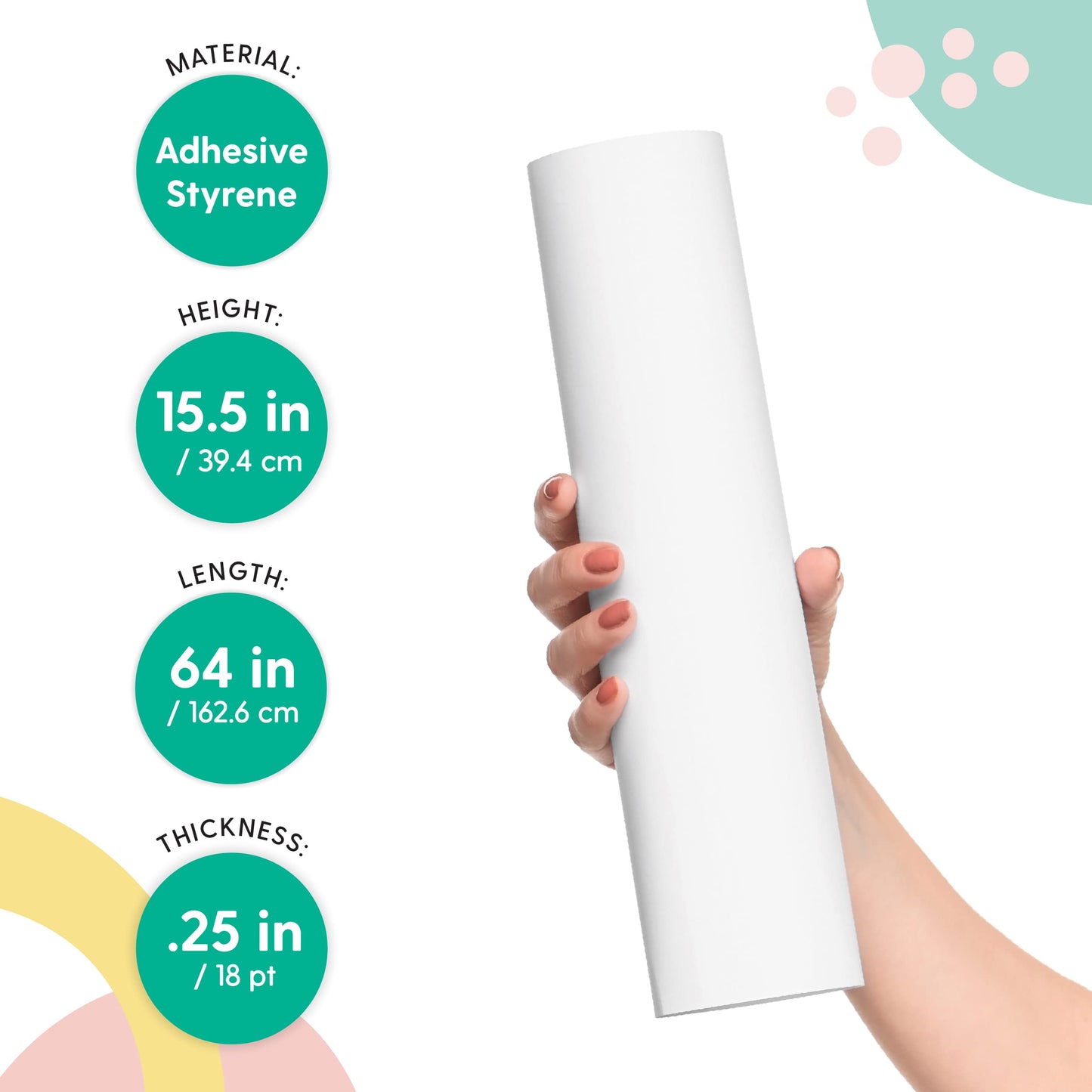I Like That Lamp Styrene Sheet For Lampshade (15.5 Height X 64 Length) - Adhesive Roll For Diy Round Drum Lamp Shade - Repair Damaged Shades - Make A New Lampshade - Compatible With All Materials