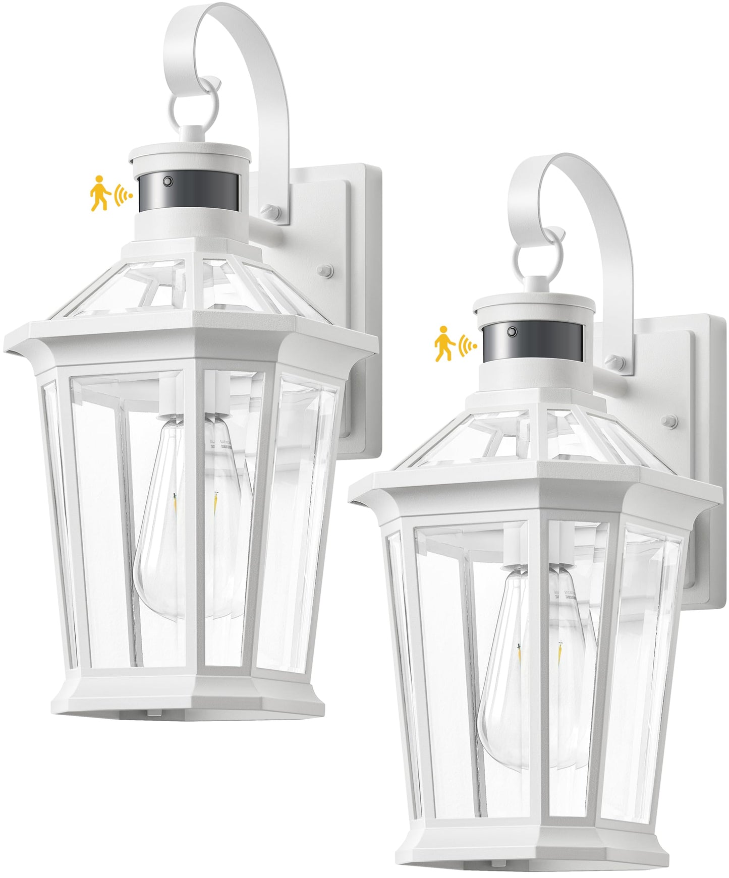 Vianis Motion Sensor Outdoor Wall Light Fixture, 2-Pack White Aluminum, Dusk To Dawn, Model V81292W, Anti-Rust For Porch & Garage