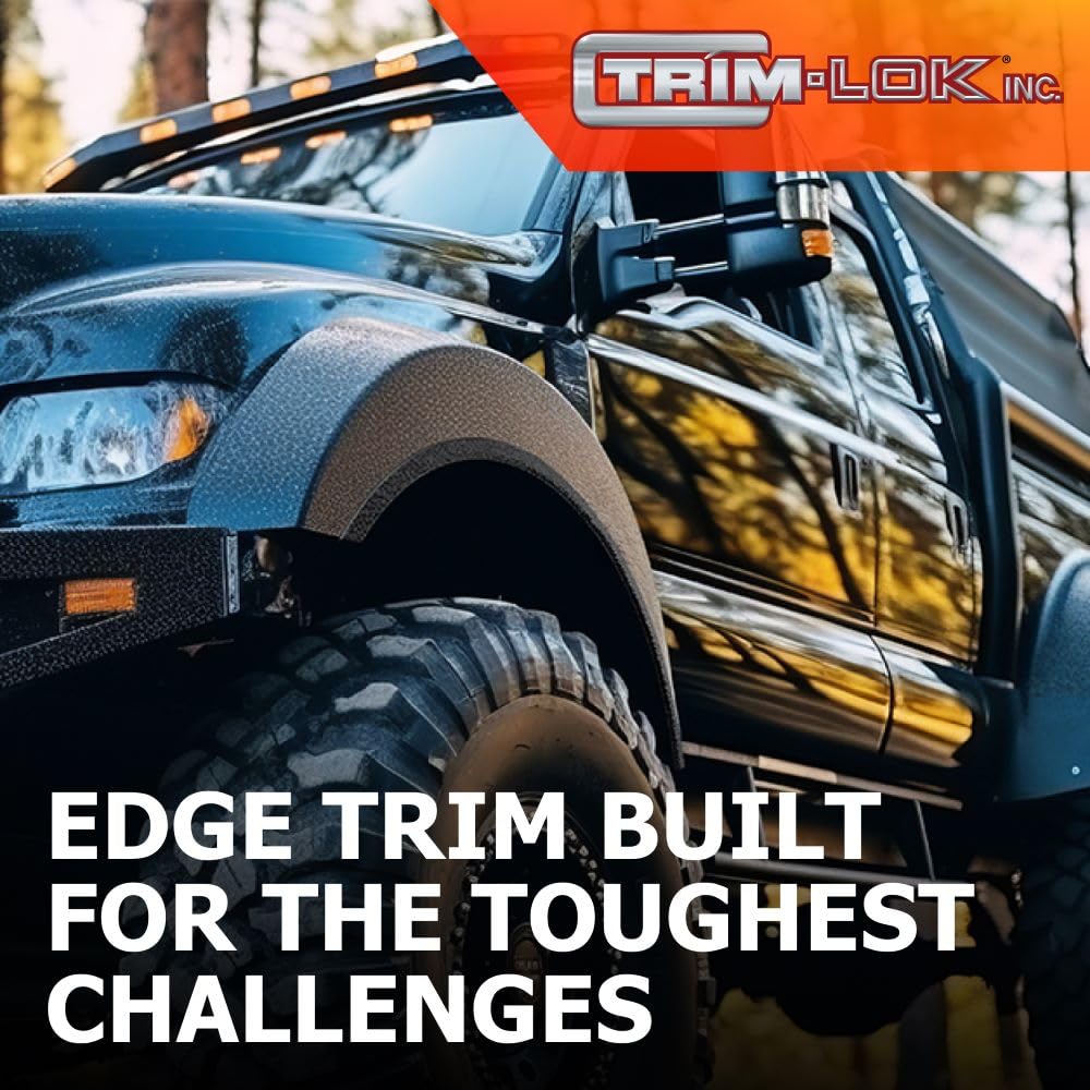 TRIM-LOK Edge Trim - Fits 5/32'' Edge, 9/16” Leg Length, 100’ Length - Single Gripping Finger - Black, Pebble Texture - Flexible PVC Edge Protector